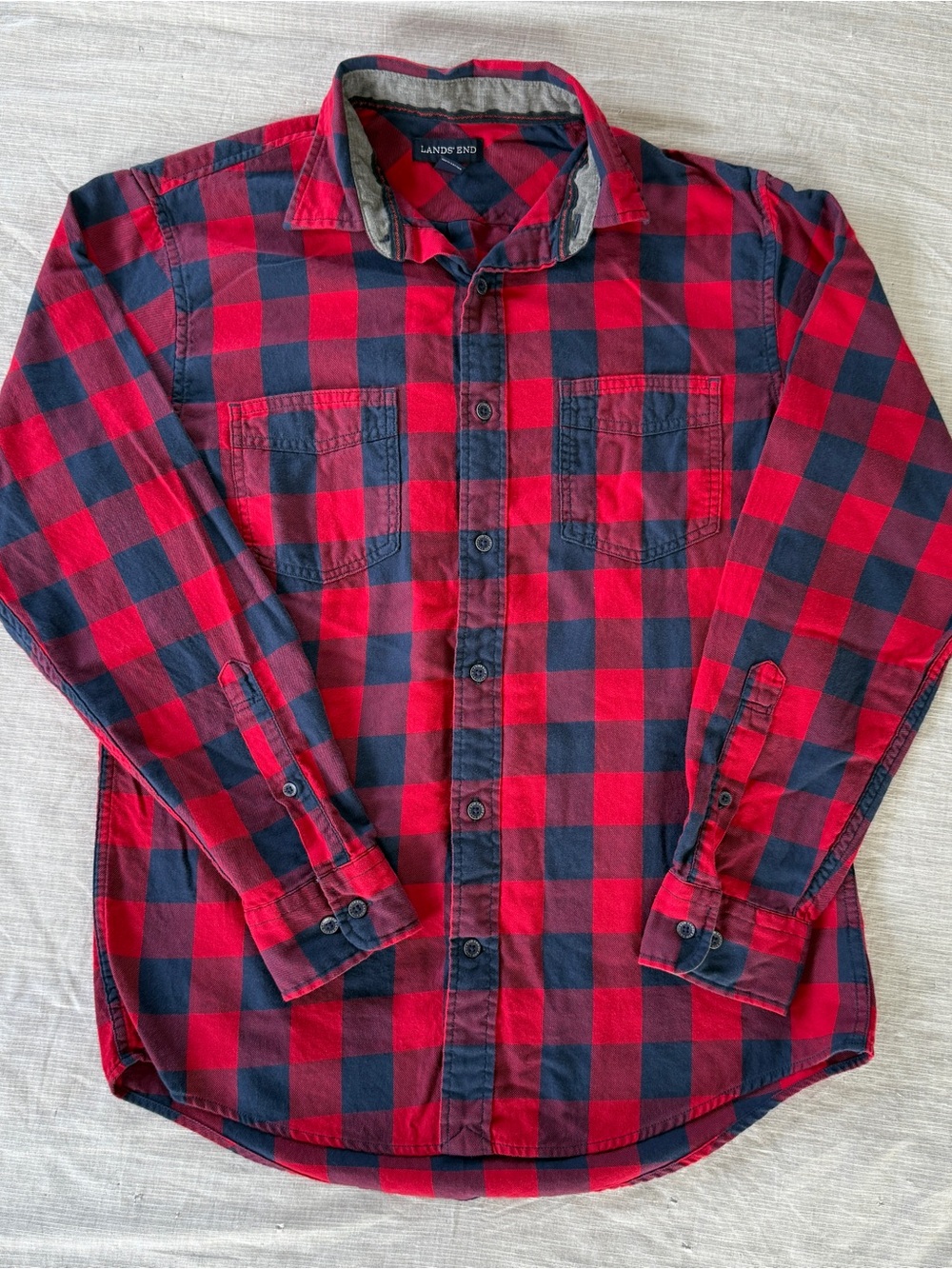 Red & Navy Check Button Down Shirt